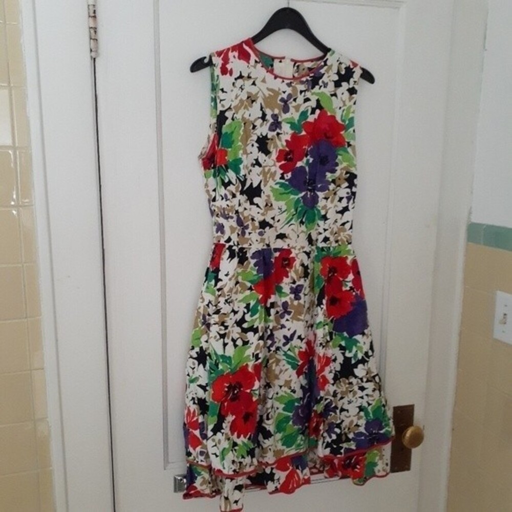 Elegance Vintage dress couture floral 60s dress designer 4 s small mid century